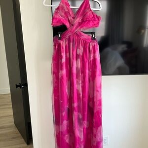 Vibrant Pink Halter Maxi Dress